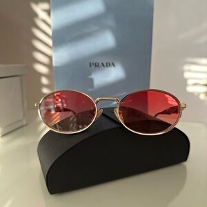 Prada Milano Gold Oval Sunglasses - like new unisex
